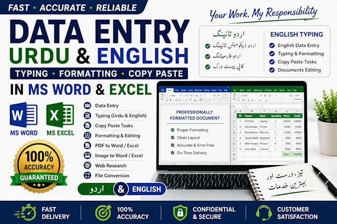 convert pdf to word, data entry or typing services