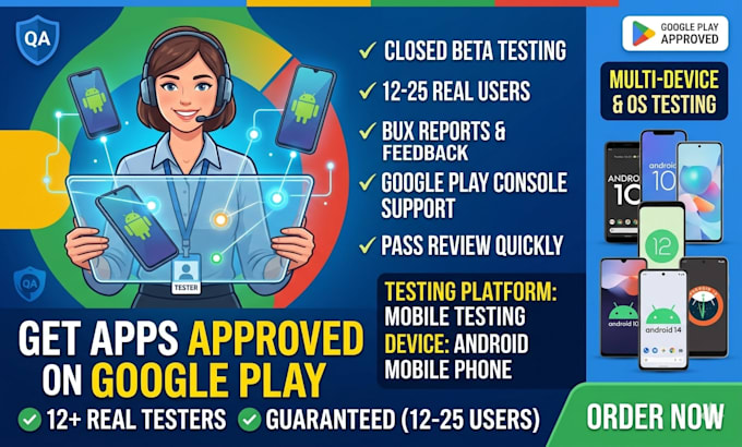 provide closed testing 12 testers 20 testers mobile app testing
