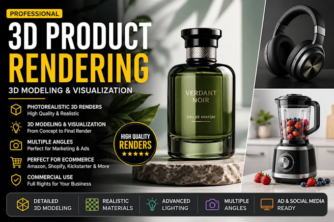 create 3d product rendering, product rendering, 3d visualization and 3d model