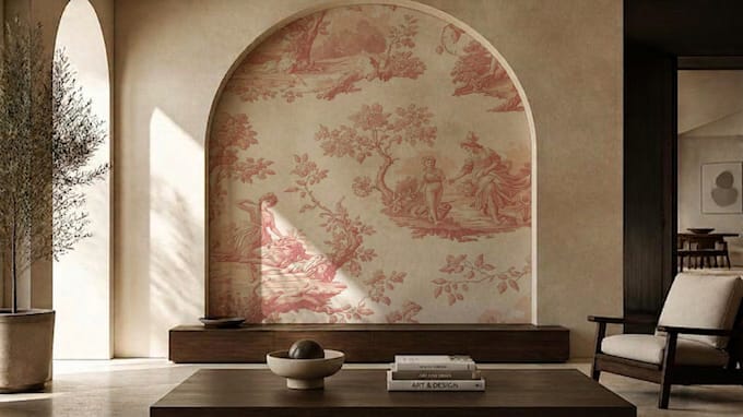 create canvas wallpaper bedding set plate mockup psd