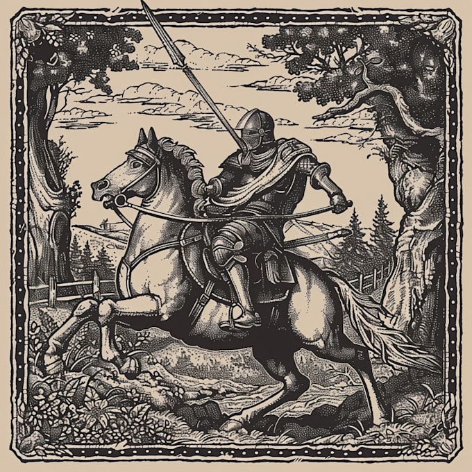 make a medieval woodcut style illustration