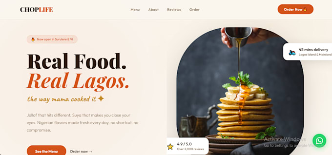build a restaurant or food business website