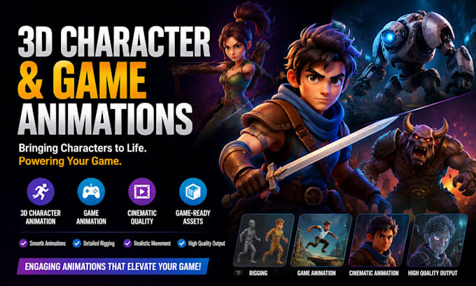 create 3d character and game animations