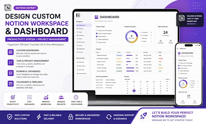 design custom notion workspace dashboard productivity system project management