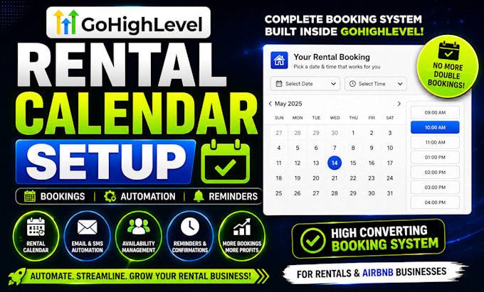 setup gohighlevel rental calendar booking system and automation