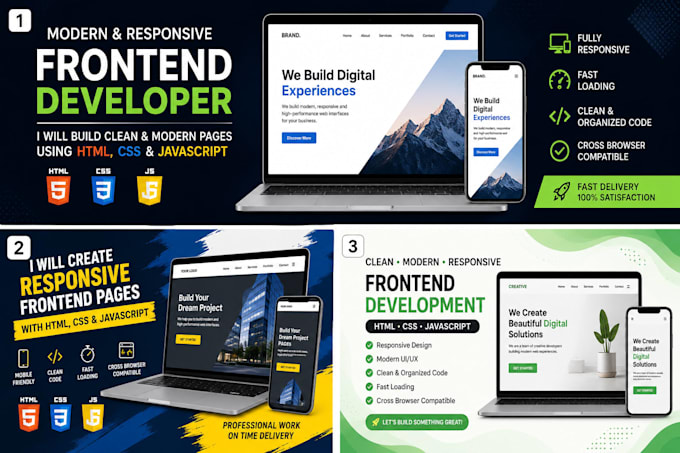 build a modern responsive website using HTML CSS javascript