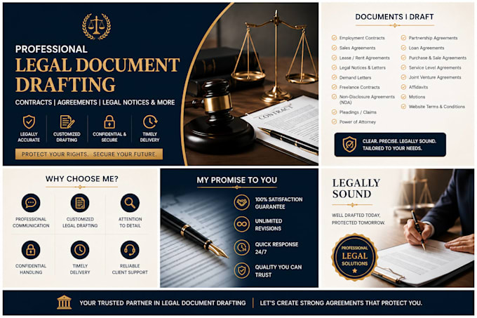 draft professional contracts, agreements and legal documents