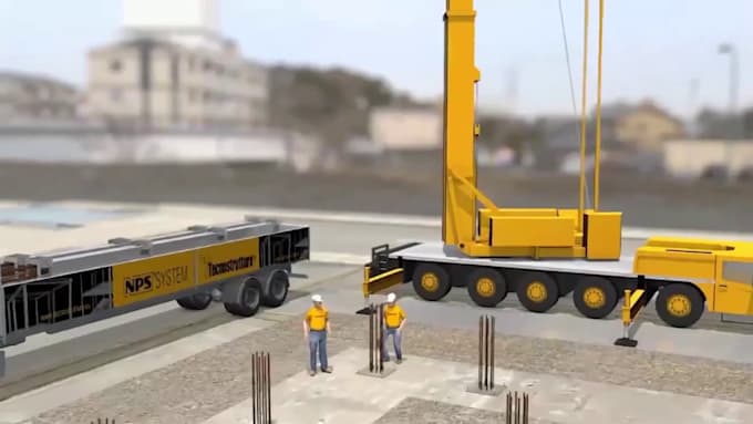 create 3d industrial steel construction workflow animation