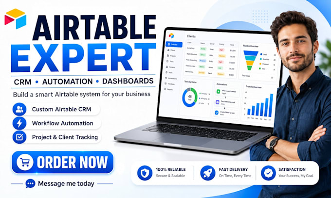 build airtable CRM, project tracker, workflow automation and dashboard