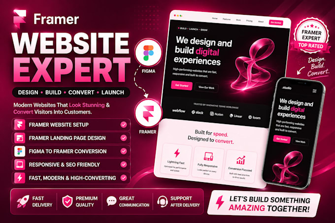 fix framer website, design framer landing page developer, figma to framer expert