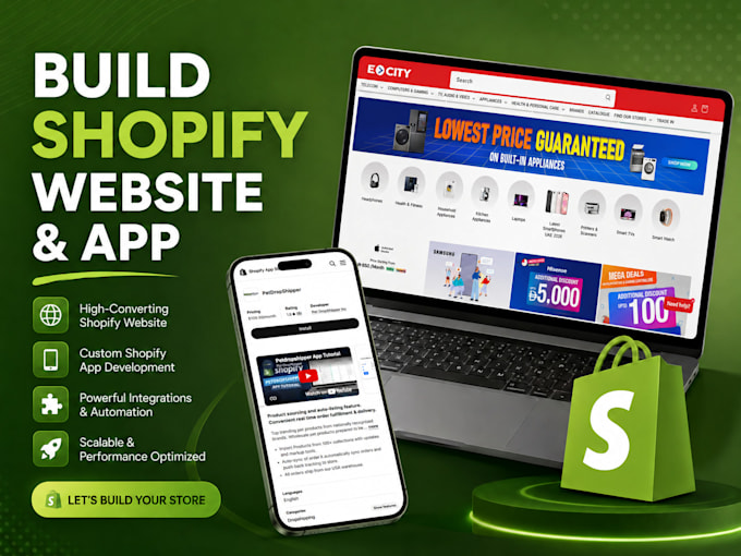 build shopify website and custom shopify app