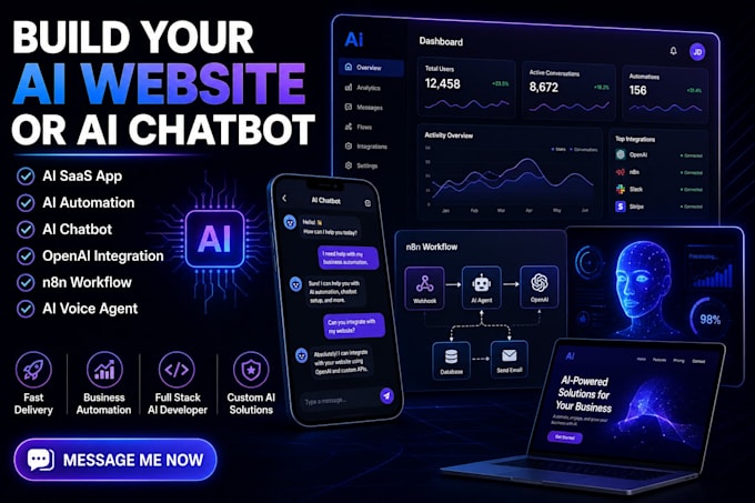 develop ai website ai chatbot ai saas app and ai automation system