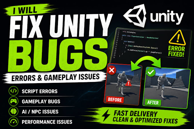 unity bugs, errors, and gameplay issues fast