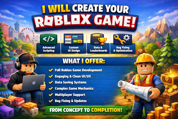 develop a complete roblox game with scription ui and systems