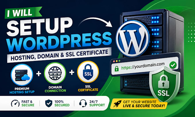 setup wordpress hosting, domain and SSL certificate