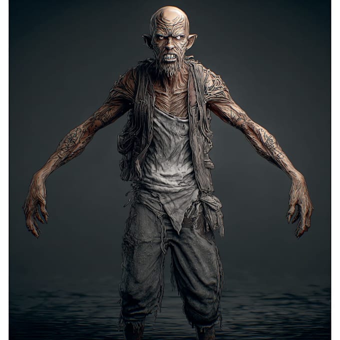 illustrate dark fantasy horror character with cinematic lighting