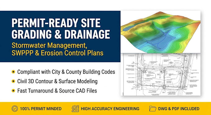 design site grading drainage stormwater management swppp for permit