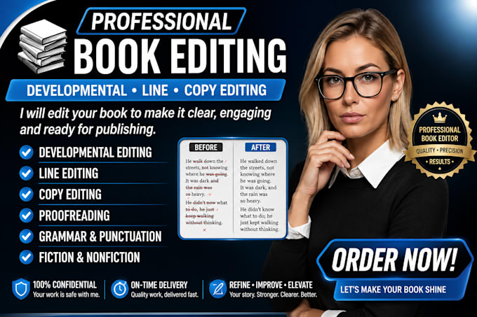 professionally edit your book with developmental, line and copy editing