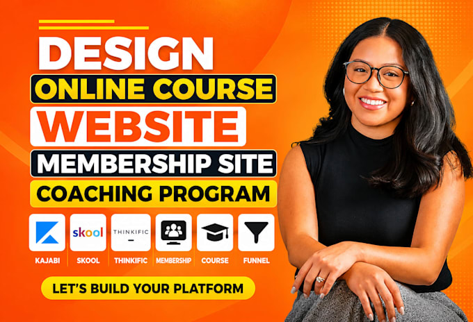 design online course website, membership coaching program kajabi skool thinkific