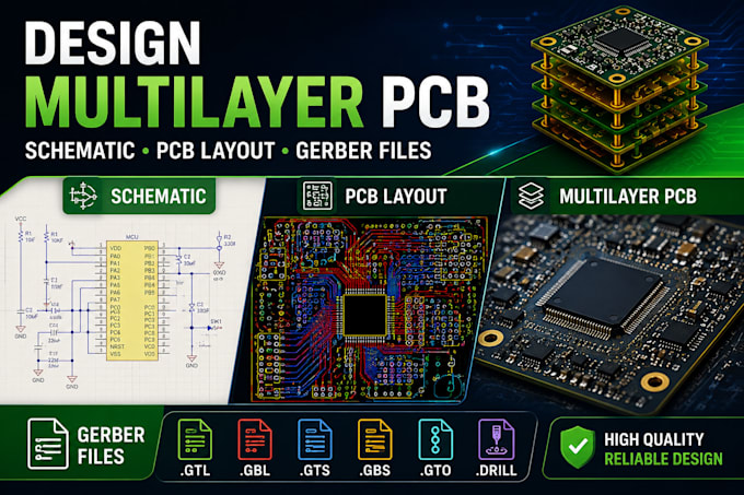 design multilayer pcb, schematic, pcb layout and gerber files