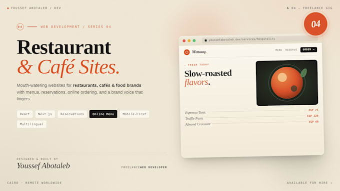 build a modern website for your restaurant or cafe