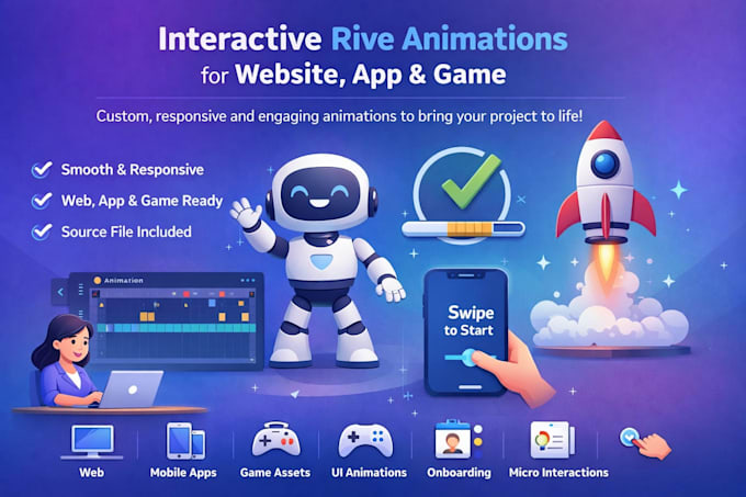 create interactive rive animation for website and app