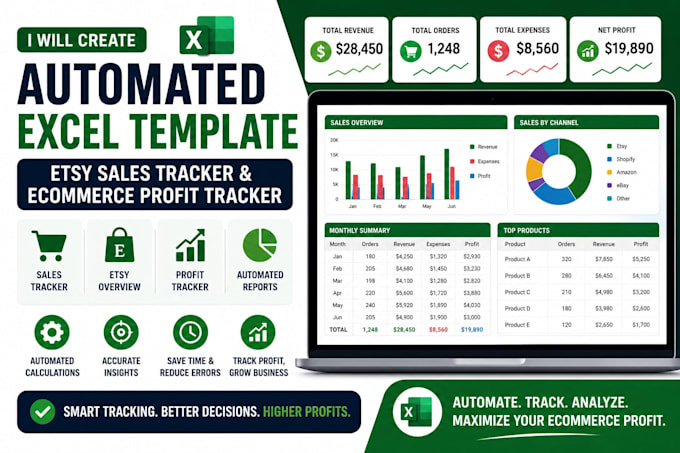 create custom excel spreadsheet automated ecommerce profit tracker and inventory