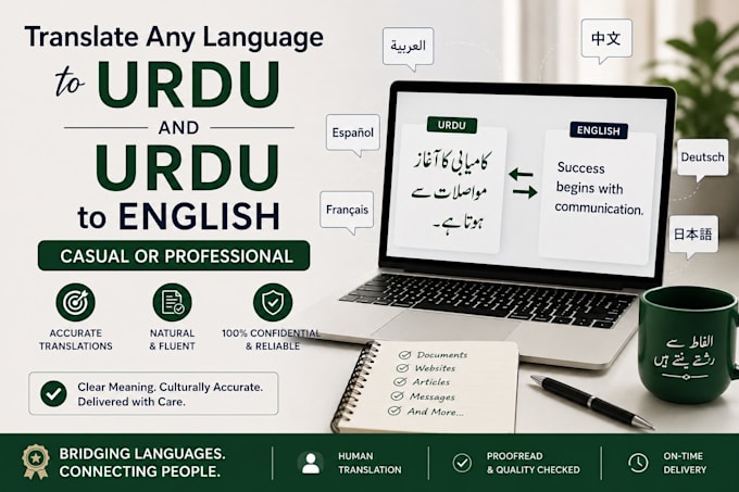 translate any language to professional or common urdu