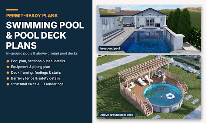 create swimming pool and pool deck permit plans with structural details