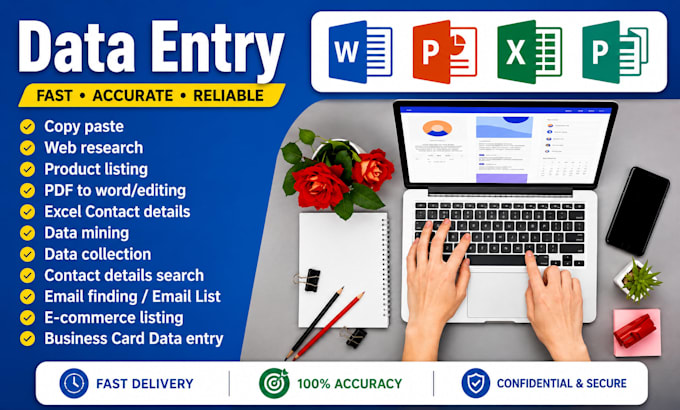 do accurate data entry and typing work in excel and word