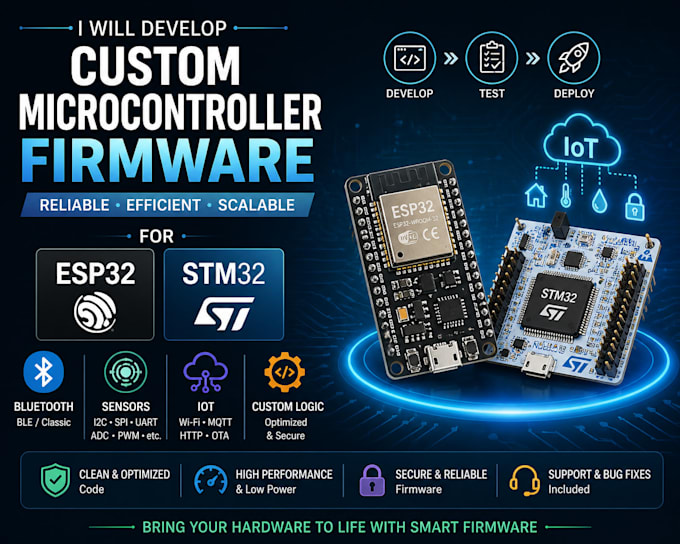 custom microcontroller firmware for esp32 with bluetooth, sensors and iot