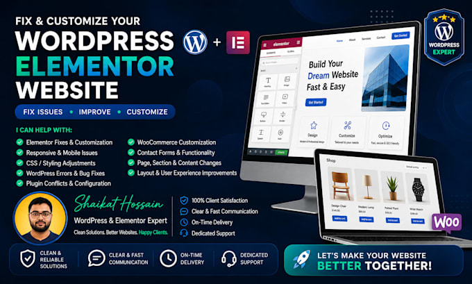 fix and customize your wordpress elementor website