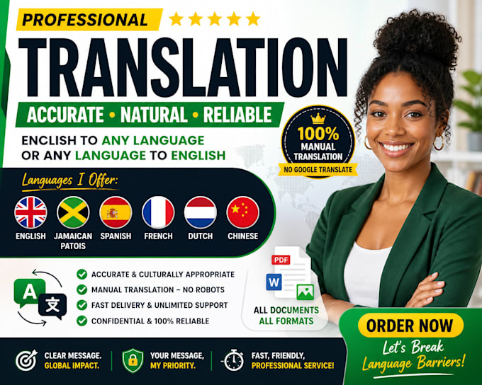 professionally translate any document to and from multiple languages