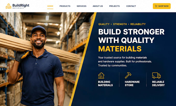 design wix building materials retail store website hardware store website