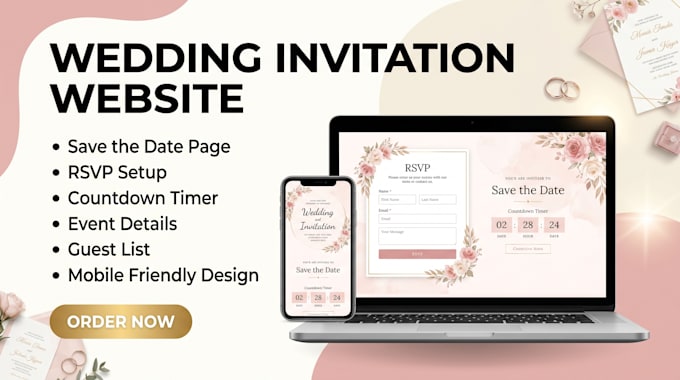 design wedding invitation website with rsvp, save the date and countdown