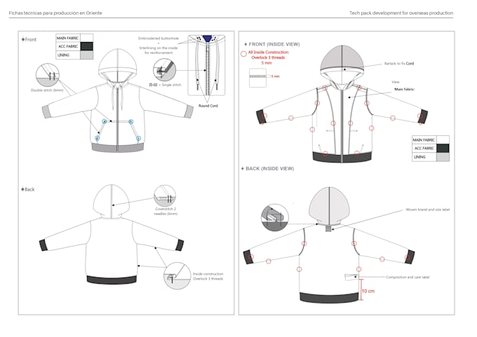 create tech packs with technical drawings and graphics