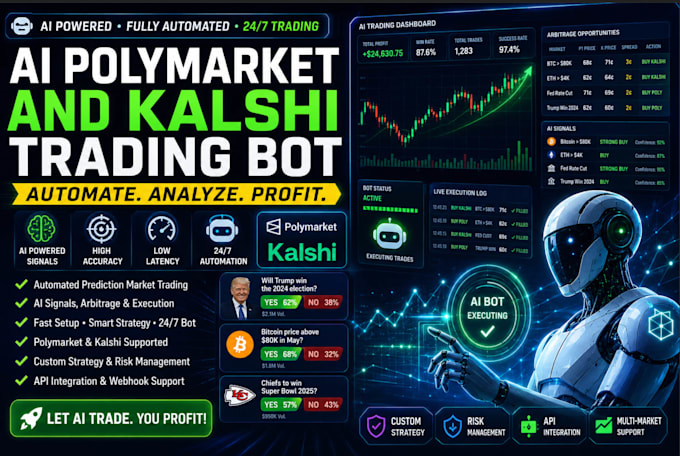 profitable ai polymarket bot, kalshi bot, trading bot, polymarket