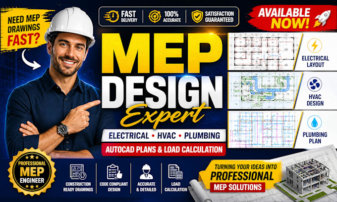 create mep drawing, electrical hvac plumbing, autocad floor plan, lighting plan