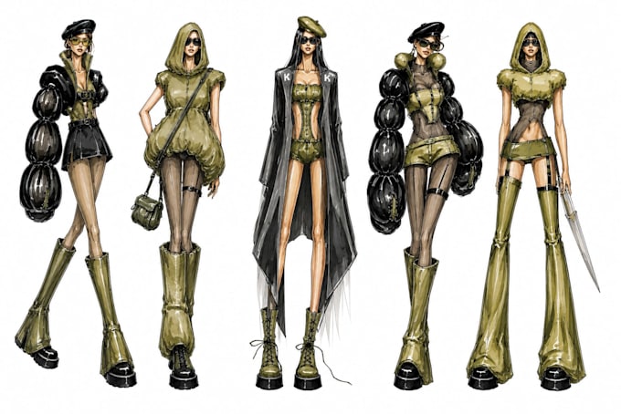 create luxury fashion concept illustrations