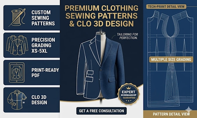 Create custom clothing sewing patterns with grading garments, clo 3d ...