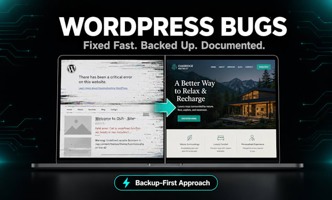 fix your broken wordpress site or critical bug quickly