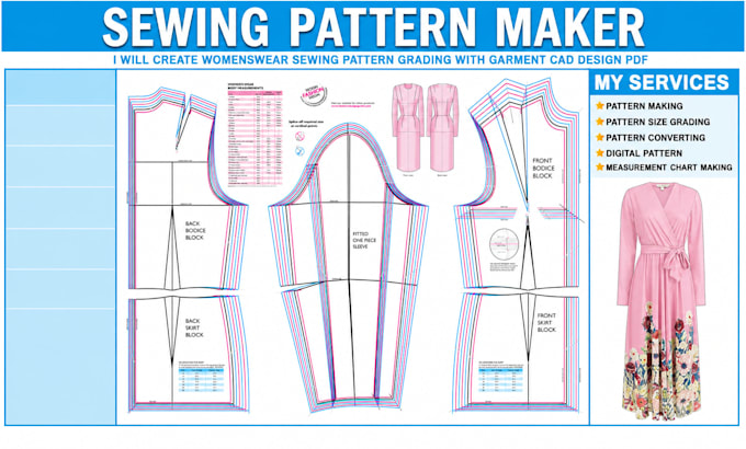 create womenswear sewing pattern grading with garment cad design PDF