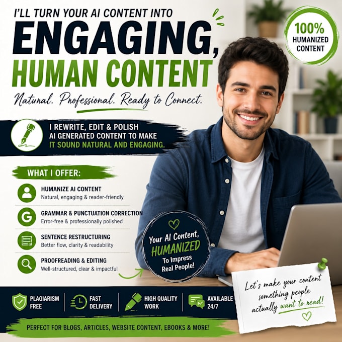humanise ai generated content by rewriting editing and paraphrasing it
