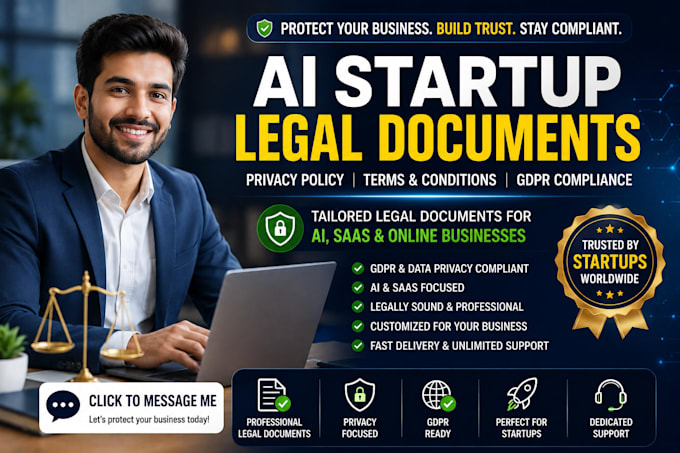 write ai startup privacy policy gdpr and terms condition