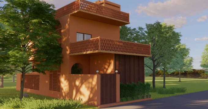 interior, exterior, landscape, 3d rendering
