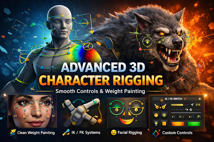 do 3d character modelling rigging and animation for unity and unreal engine