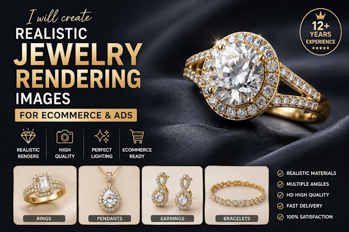 create realistic jewelry rendering images for ecommerce