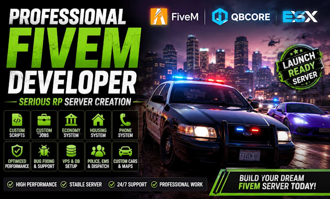 make a serious rp fivem server with custom scripts