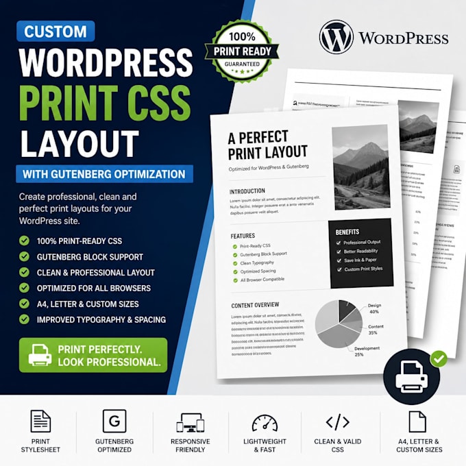 create custom wordpress print css layout with gutenberg optimization support