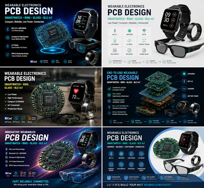 design wearable electronics pcb smartwatch, ring, glass, ble iot
